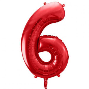 Červený fóliový balónek ve tvaru číslice ''6''
