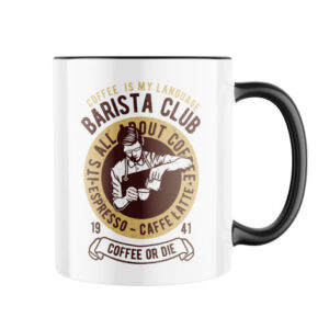 Manboxeo Keramický hrnek s potiskem Barista club 325 ml