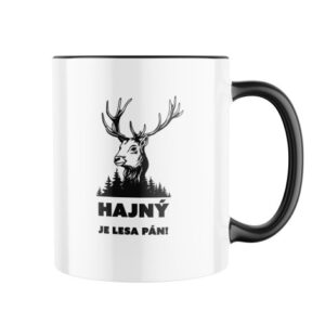 Manboxeo Keramický hrnek s potiskem Hajný je lesa pán! 325 ml