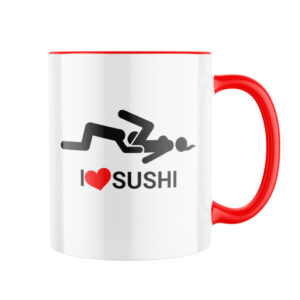 Manboxeo Keramický hrnek s potiskem I ❤ sushi 325 ml