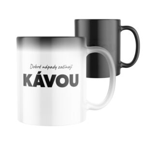 Manboxeo Magický keramický hrnek s potiskem Dobré nápady začínají kávou 325 ml