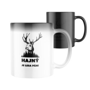 Manboxeo Magický keramický hrnek s potiskem Hajný je lesa pán! 325 ml