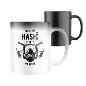 Manboxeo Magický keramický hrnek s potiskem Nejlepší hasič na světě – maska 325 ml