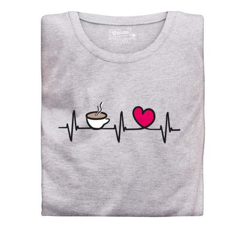 Manboxeo Pánské tričko s potiskem “Tlukot srdce – šálek kávy”