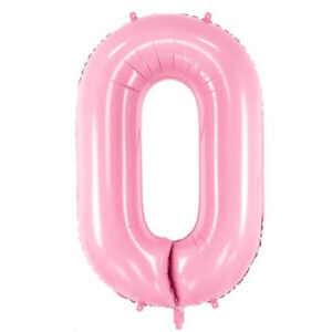 Růžový fóliový balónek ve tvaru číslice ''0''