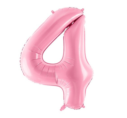 Růžový fóliový balónek ve tvaru číslice ''4''