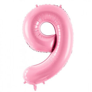 Růžový fóliový balónek ve tvaru číslice ''9''