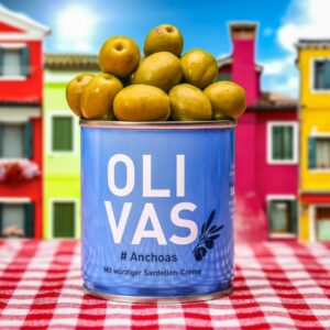Zelené olivy Olivas Anchoas plněné ančovičkami 80 g