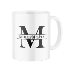 Keramický hrnek s potiskem Nejlepší táta - s iniciálou