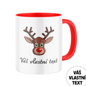 Keramický hrnek s potiskem Vánoční sobík - hnědý s vlastním textem