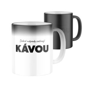 Manboxeo Magický keramický hrnek s potiskem Dobré nápady začínají kávou 325 ml