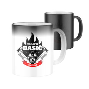 Manboxeo Magický keramický hrnek s potiskem Nejlepší hasič na světě – obličej 325 ml