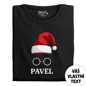 Pánské tričko s potiskem “Vánoční čepice s brýlemi” a jménem