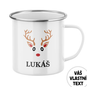Plecháček s potiskem Vánoční sobík - bílý se jménem