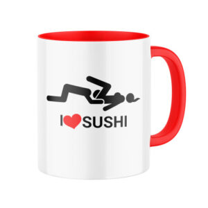 Manboxeo Keramický hrnek s potiskem I ❤ sushi 325 ml