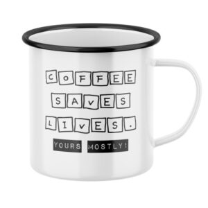 Plecháček s potiskem Kafe zachraňuje životy