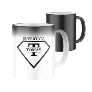 Magický keramický hrnek s potiskem Supertáta - se jménem a inciálem