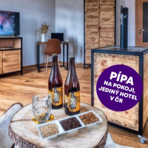 Pivní hotel Zlatá kráva - pípa na pokoji + wellness