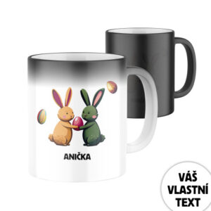Magický keramický hrnek s potiskem Velikonoční zajíčci se jménem