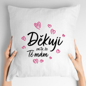 Polštář s potiskem Děkuji za to
