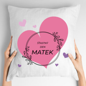 Polštář s potiskem Šťastný Den matek – srdce