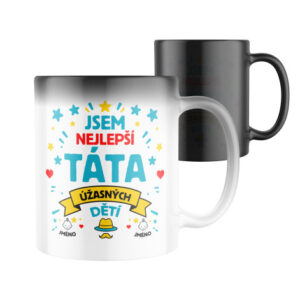 Magický keramický hrnek s potiskem Jsem nejlepší táta s vlastním jménem dětí