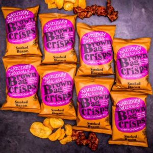 8× Brambůrky Brown Bag Crisps - uzená slanina 40 g