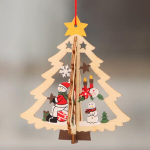 Dřevěná vánoční ozdoba - Stromek a santa