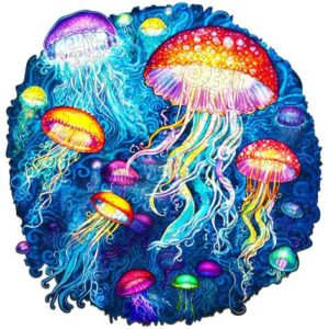 Dřevěné kreativní puzzle - Barevné Medúzy