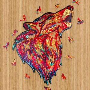 Dřevěné kreativní puzzle Červený vlk