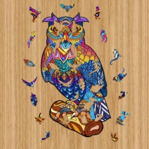 Dřevěné kreativní puzzle Sova