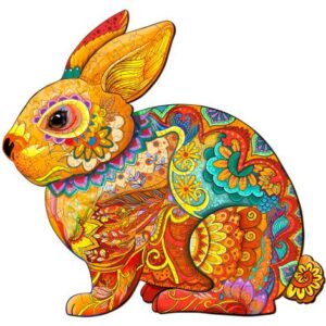 Dřevěné kreativní puzzle - Šťastný králík