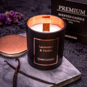 Prémiová svíčka s dřevěným knotem s intenzivní vůní - Lavender & Vanilla 200 g