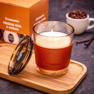 Sójová svíčka v kávové sklenici s víčkem ToGO a intenzivní vůní - Roasted Coffee & Vanilla 230 g