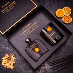 Exkluzivní dárková sada vonné svíčky a aroma difuzéru s intenzivní vůní - Sandalwood & Sweet Orange