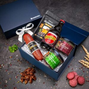 Giftboxeo dárkový box (royal blue) - Pivo & maso