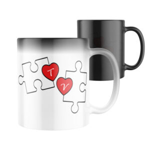 Magický keramický hrnek s potiskem zamilované puzzle