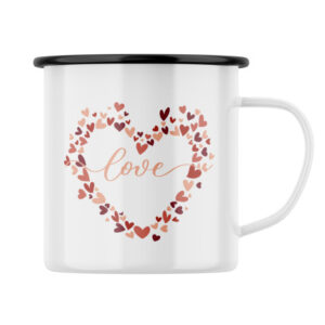 Plechový hrnek s potiskem Love in heart