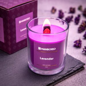 Sójová Svíčka s dřevěným praskajícím knotem a intenzivní vůní - Lavender 130 g