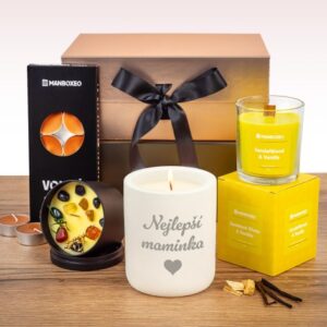 Giftboxeo pro maminku plné svíček - vanilka + gravírování